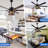 65" Black Industrial Large Ceiling Fan with Light Kit and Remote 6-speed Reversible Motor Metal Shade for Living Room 