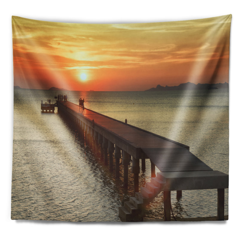 Pont du ponton au coucher du soleil, H 32 po x l 39 po