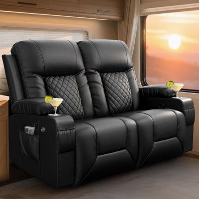 55” RV Loveseat Recliner Sofa, Wall Hugger Recliners with USB Ports, Cup Holders, Insert Pockets, RV Recliners for Travel Trailers & Living Room, RV C by Latitude Run