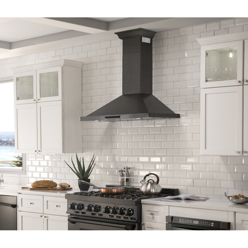 30" 400 CFM Convertible Wall Mount Range Hood, Black Stainless Steel, 30" W
