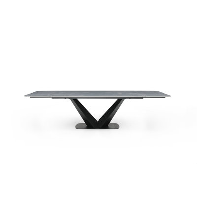 Contemporary Extendable Dining Table with V-Base