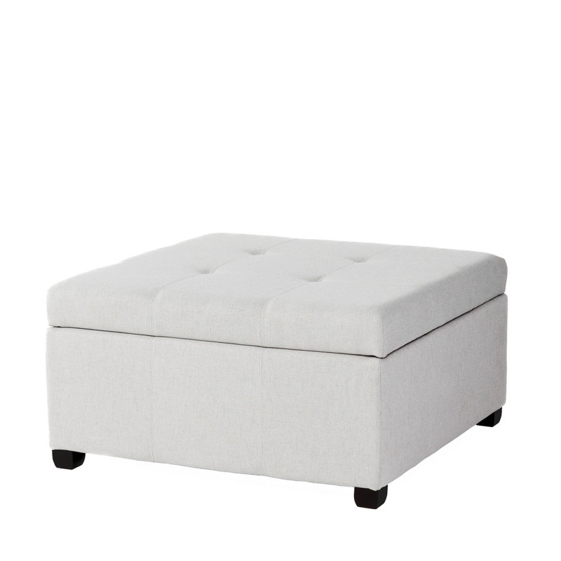 Jamil Upholstered Ottoman, Light Gray Fabric