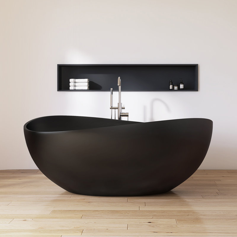 Baignoire de trempage autoportante 63 po x 38,58 po, Noir, noir, noir, noir