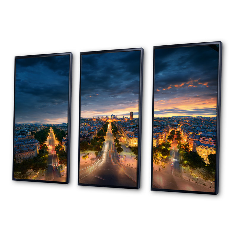 Night Night Amazing View - Photographie de 3 pièces sur toile, H 28 po x l 36 po x P 1 po, Noir