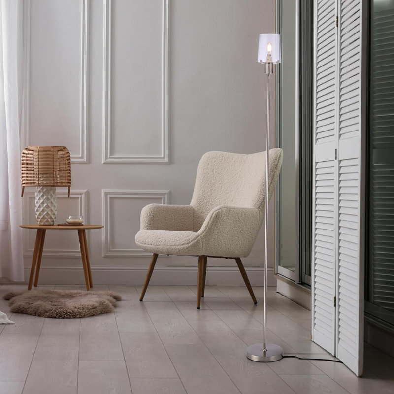 Dimmable LED Floor Lamp with Clear Glass Shade, Touch-Controlled Lighting, 66.5-Inch, Perfect for Dinning, Living Room and Bedroom