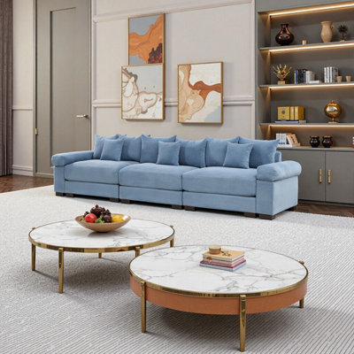 130" Oversized Cloud Modular Sectional Couch - Premium Green Corduroy Sofa with Extra-Thick Armrests, Deep Seating & Flexible Modular Design for Living Room
