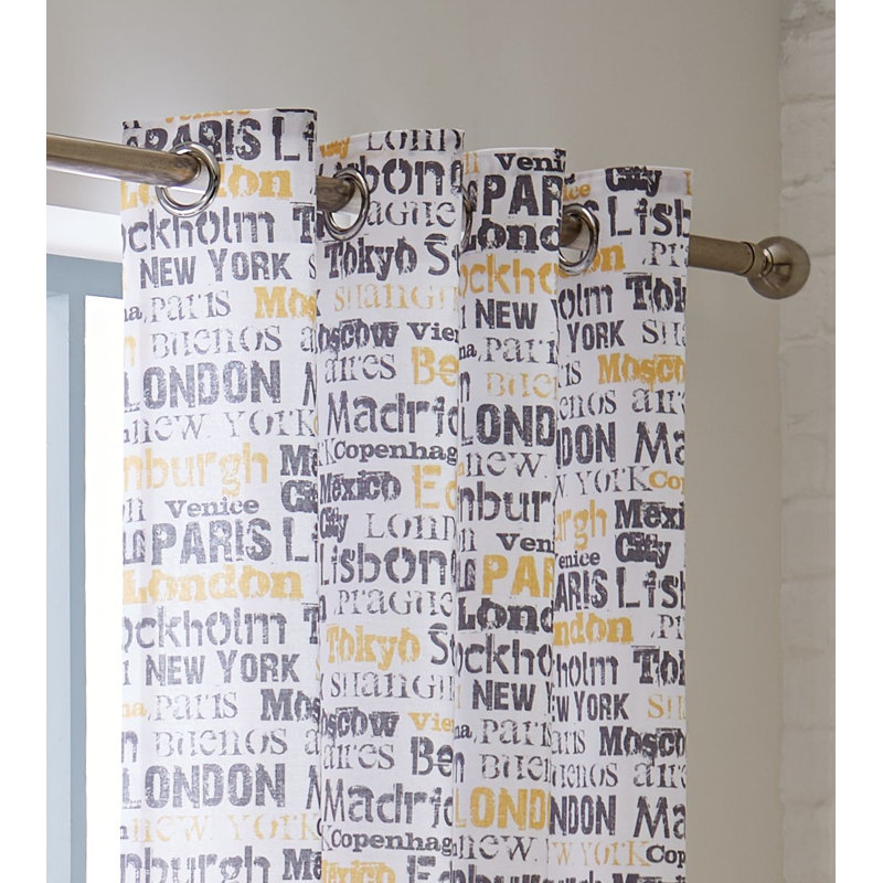 City Scape Eyelet Semi Sheer Curtains