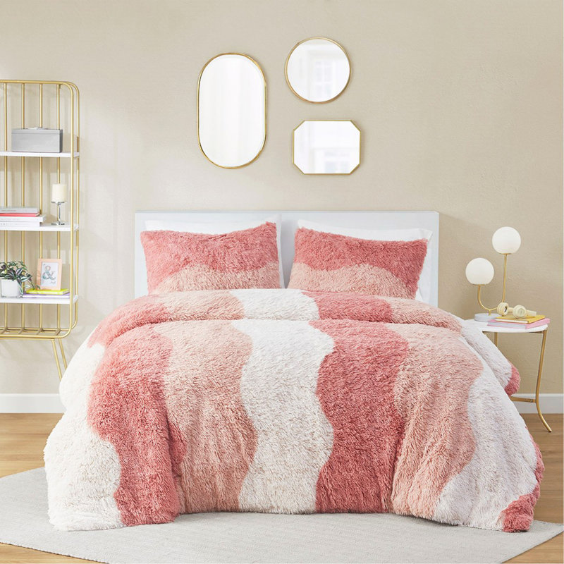 Ensemble d'édredon en fausse fourrure, Édredon simple + 1 taie décorative