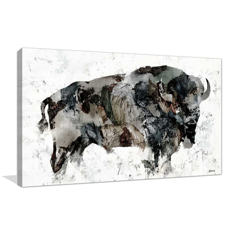 Bison des bois - cadre flottant, impression, Toile tendue, H 18 po x l 30 po, Sans cadre