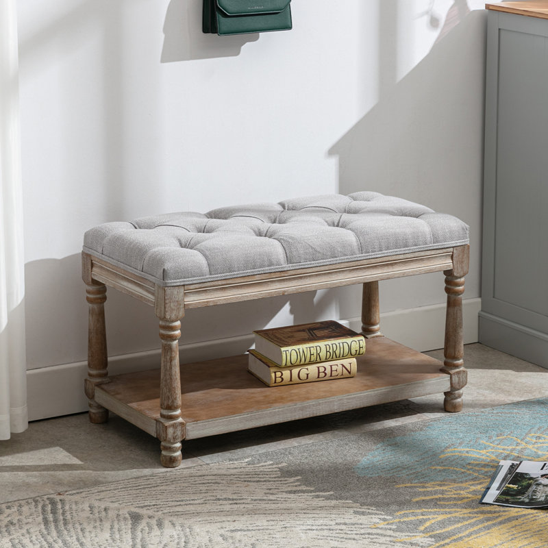 Banc de rangement rembourré Eirwyn, gris