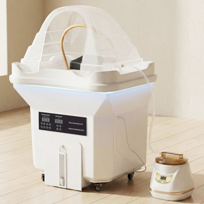 Système de spa professionnel à tête mobile avec cascade thermostatique et thérapie à DEL, réservoirs de grande capacité de 60 L, pour le soin du cuir chevelu du lit de salon et de spa