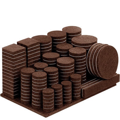 Furniture Felt Pads Floor Protectors, Self-Adhesive Anti-Scratch Pads for Hardwood & Tile Floors with Cabinet Door Bumpers, Brown