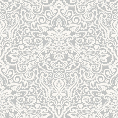 Elgin Paisley Damask Design Embossed Satin 10m x 53cm Wallpaper Roll