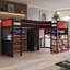 Lit mezzanine de jeu en forme de L avec lumières DEL multicolores et ports USB-1208346900