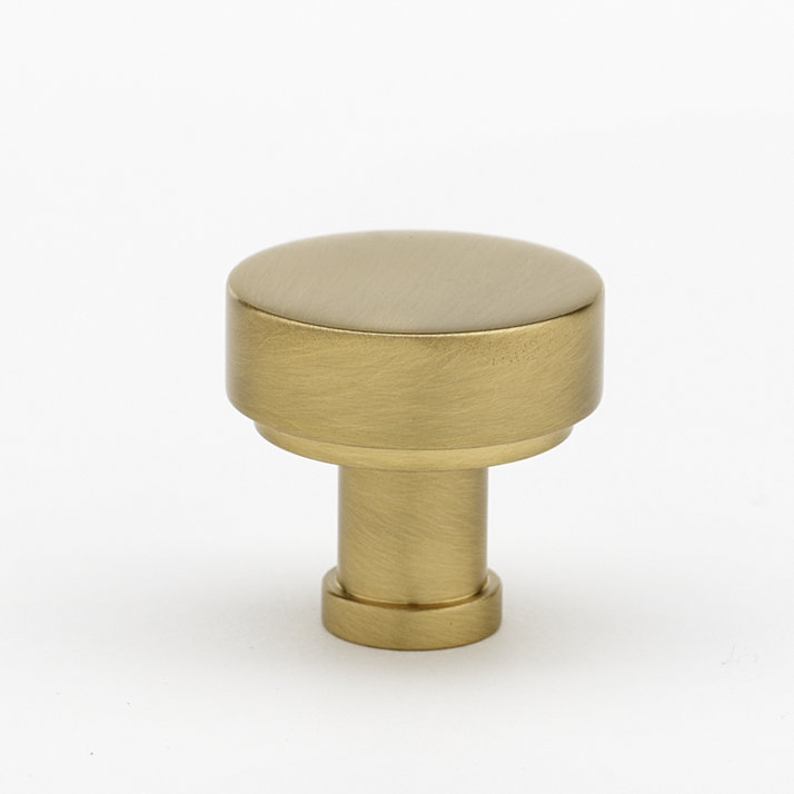 Satin Brass Round Mushroom Cabinet Knob with Mounting Hardware