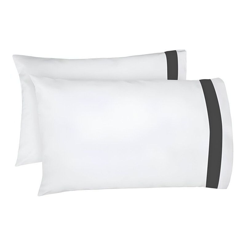 400TC Cotton Sateen Border Frame Cotton 4 Piece Sheet Set Fitted Sheet Fits Upto 16" Deep Pocket, Black, King Sheet Set