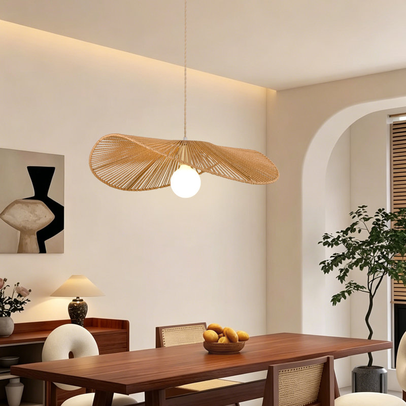 Luminaire suspendu en rotin pour îlot de cuisine 1 lumière Wyndemere