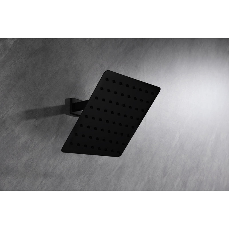 High Waterfall Shower Head - 304 Stainless Steel With Self Nozzles, Ultra-thin & Full Body Cover, Deep Matte Black, Black