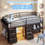 Lit mezzanine pour enfant avec 7 tiroirs, lit mezzanine bas avec rangement intégré, lit plateforme gain de place pour chambre à coucher-58821611
