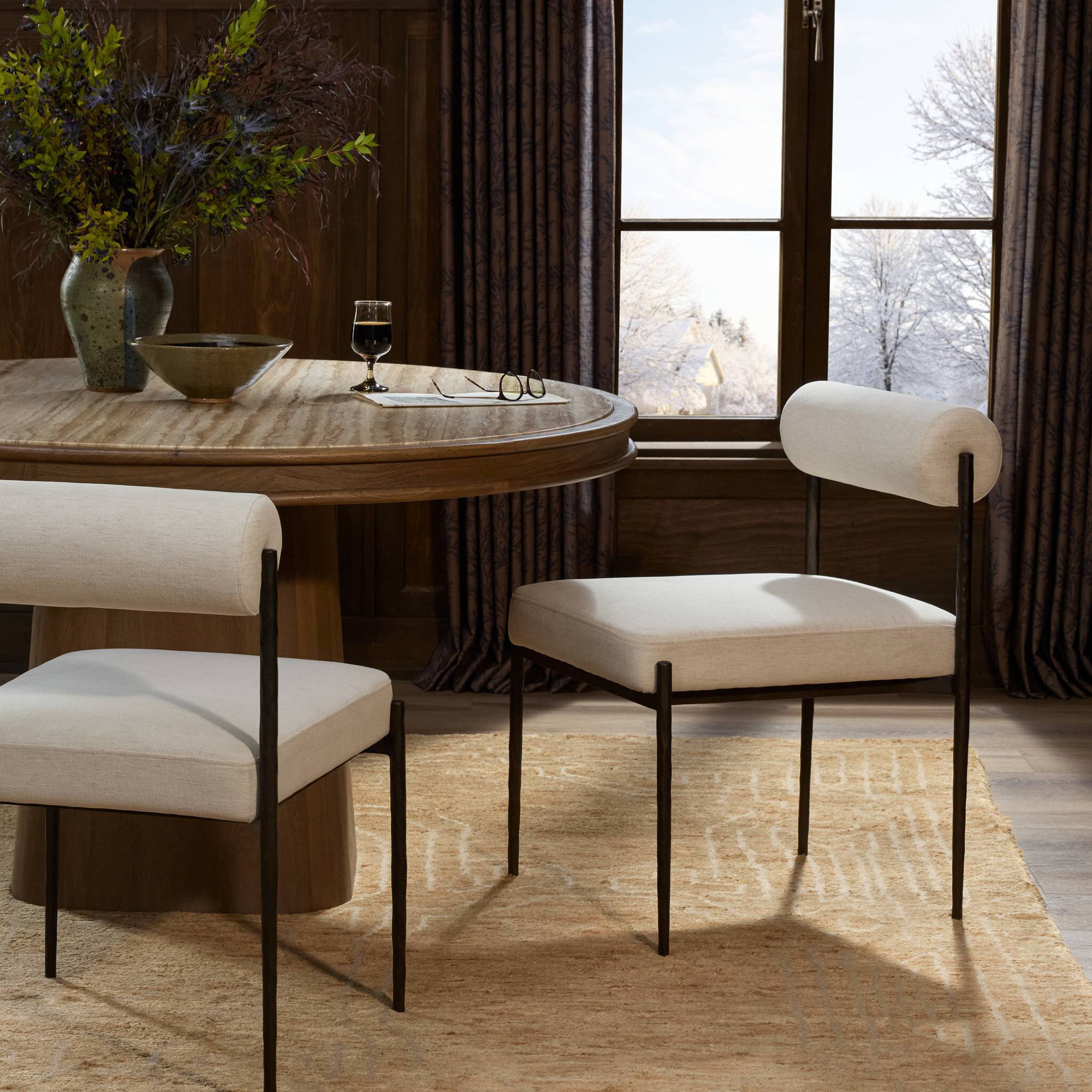 Abella Metal Dining Chair-Laughlin Ochre, Crypton Nomad Snow