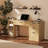 Rustic Wood Standing Desk with 3 Drawers & Open Storage Shelves, Adjustable Height, Home Office Computer Desk for Work, Study, Writing-313892163