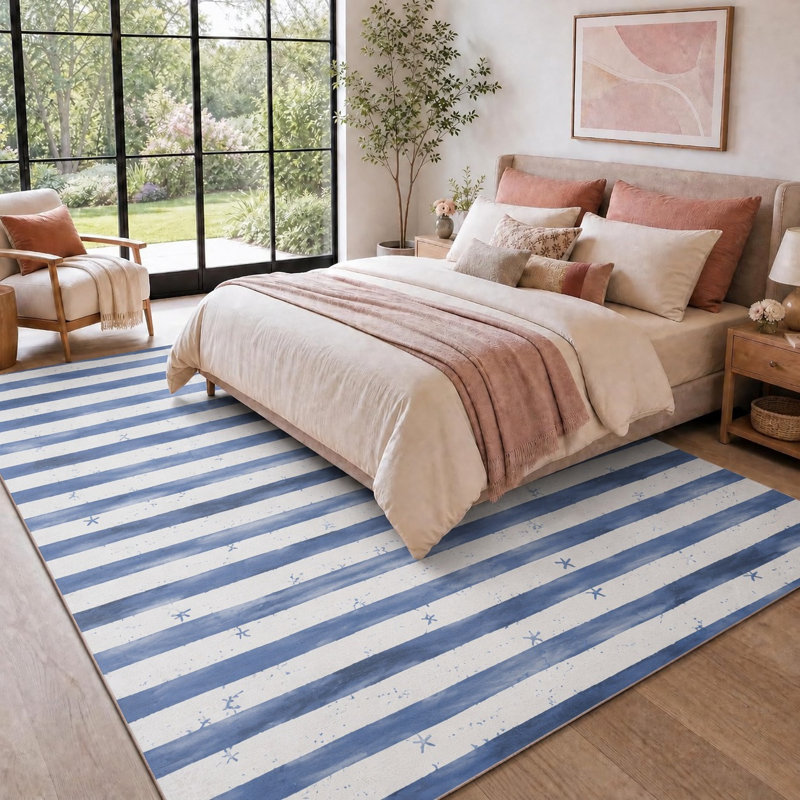 Tapis à motif d'étoile de mer à rayures 1Pcs, L 78,7 po x L 118,1 po x 1 pièce
