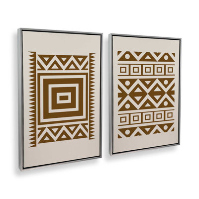 Moderen Tribal Patterns in Brown Set of 2