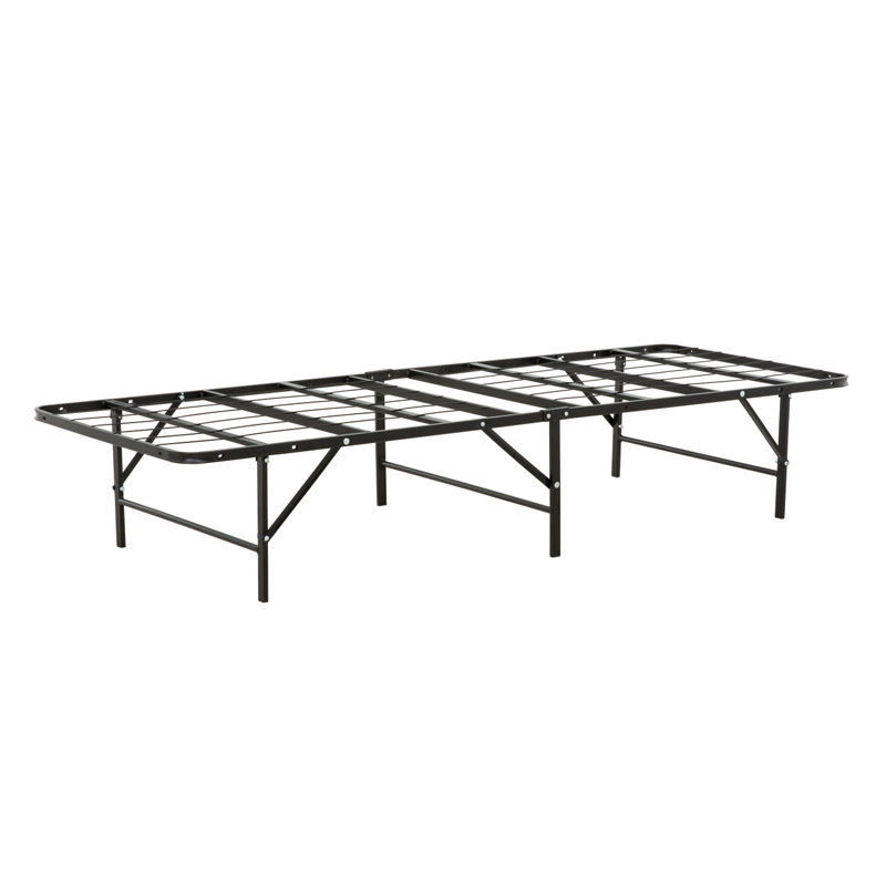 Bedroom Furniture Solid Metal Foundation Bed Frame Base, Strong Mattress Platform Bed Frame Frame, Black, Short Full