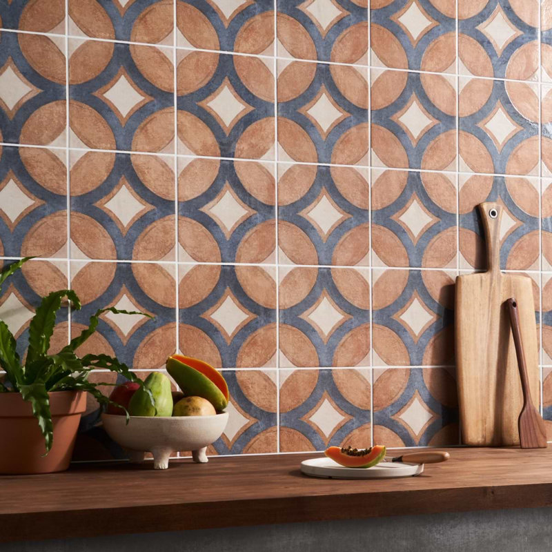 Angela Harris Mediterra 7.87 In. X 7.87 In. Matte Porcelain Floor And Wall Tile (10.76 Sq. Ft. / Case) , Circles Cotta
