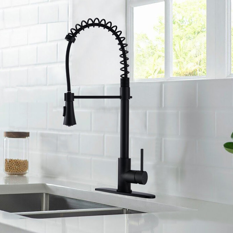 BATHLET Pull Out Kitchen Faucet, Matte Black
