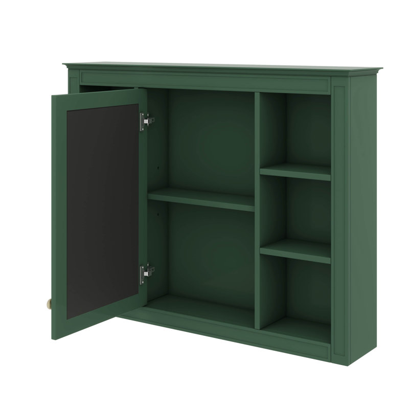 Armoire à pharmacie murale 35 po x 27,5 po avec miroir et 6 tablettes ouvertes, Vert