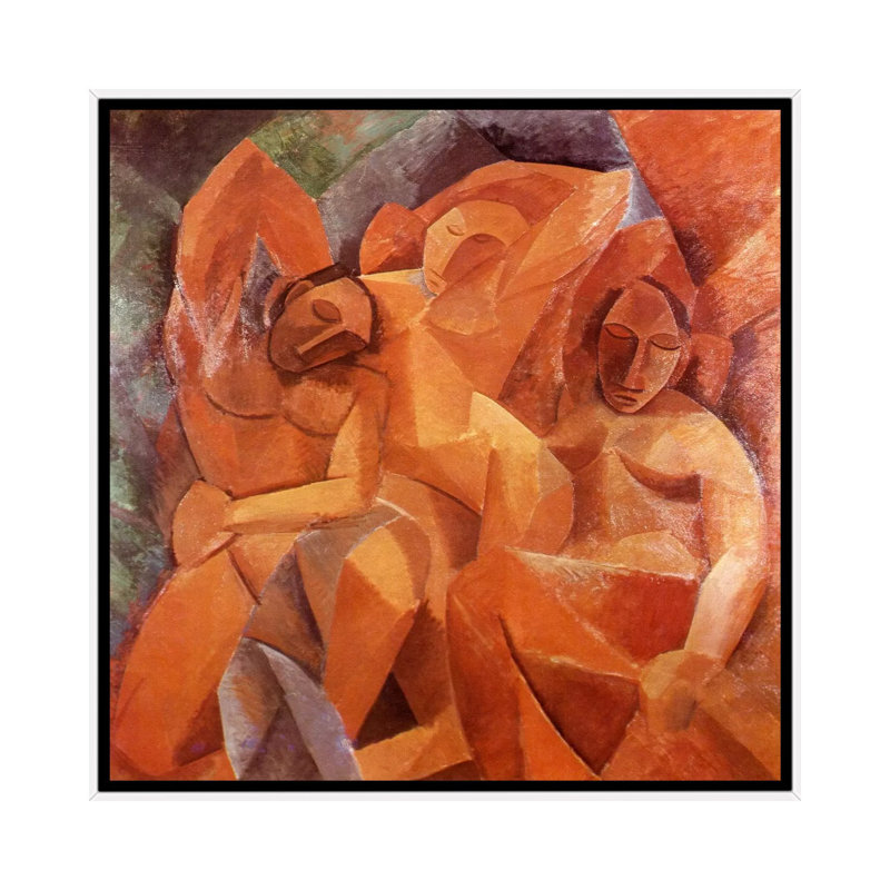 « three féminins » par pablo picasso, reproduction d’art sur toile, H 18 po x l 18 po x P 1,5 po, Toile avec cadre blanc