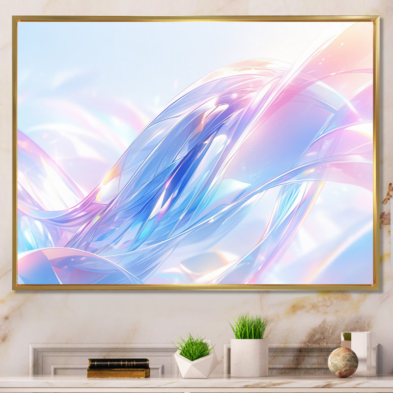 «Purple Pink Cosmic Fractal I», reproduction d'art sur toile, 12" H x 20" W, Cadre flottant doré