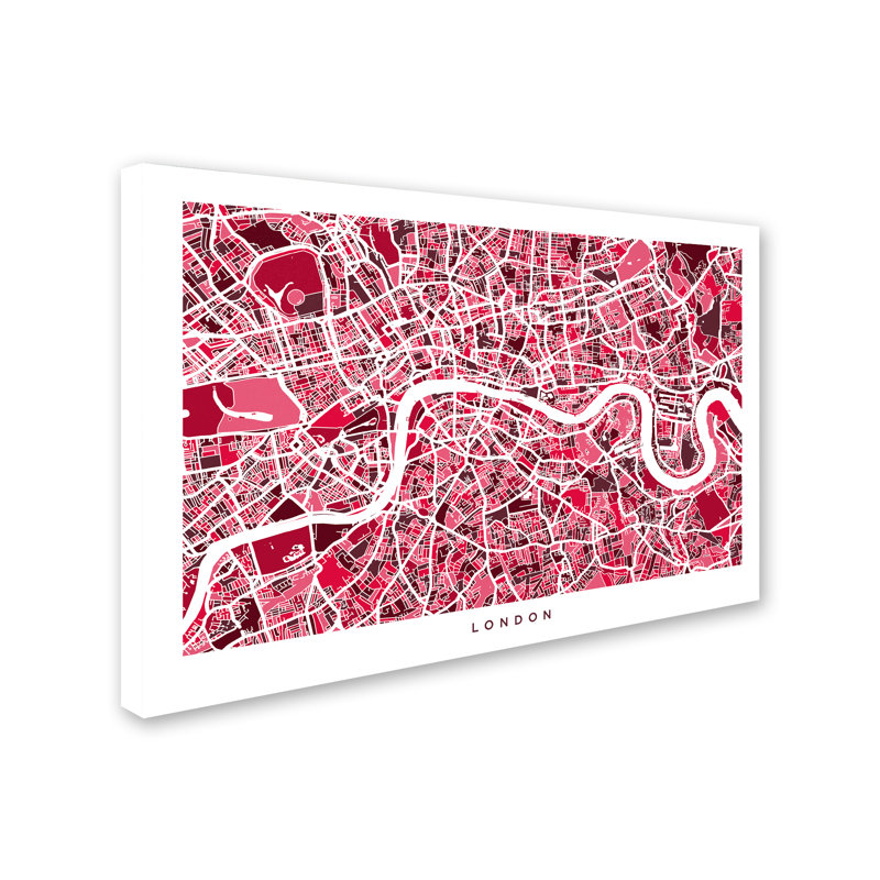 « london england street map 4 », reproduction d’impression sur toile tendue, H 22 po x l 32 po x P 2 po