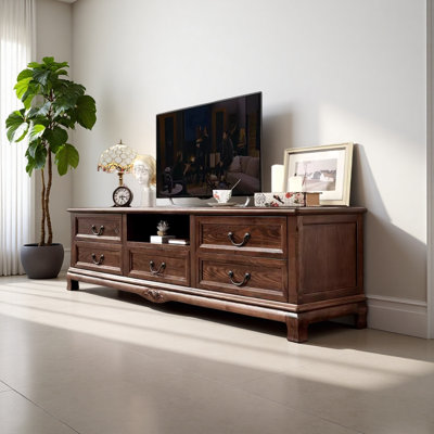 White Poplar Wood Retro Multi-functional TV Stand