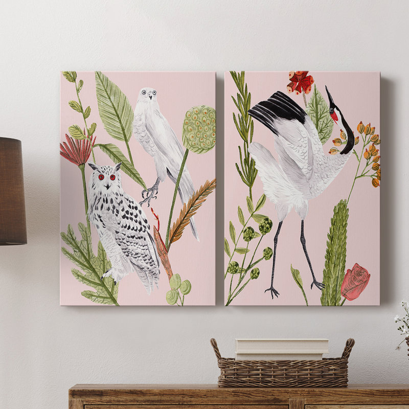 Oiseaux en mouvement - Toile tendue avec châssis V-Premium - Prêt à être accroché, H 12 po x l 16 po