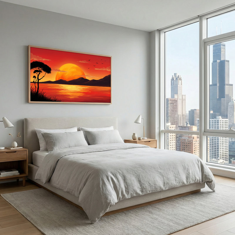 Coucher de soleil coucher de soleil, reproduction d'art sur toile encadrée, ensemble de 1 48 po x 24 po, 48 x 24 pouces