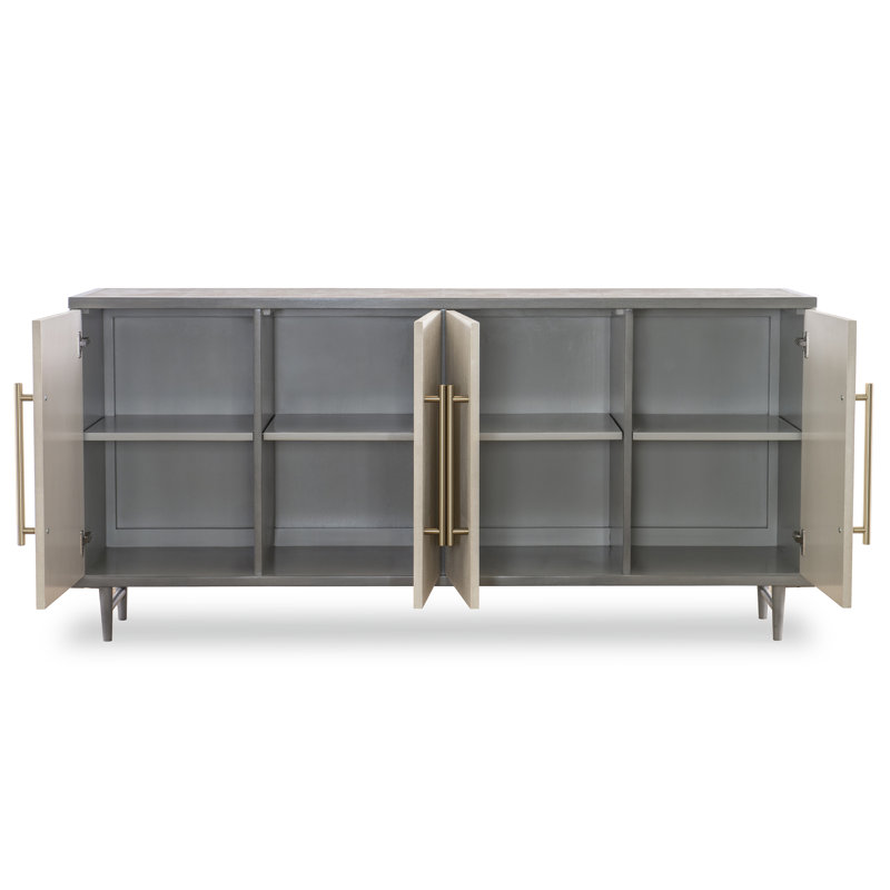 Ash Gray Faux Shagreen 72'' Wood Sideboard with Storage