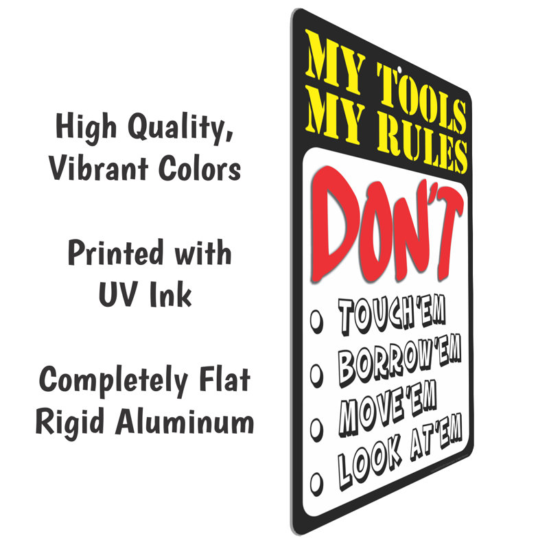 Funny Garage Sign My Tools My Rules Metal 8x12