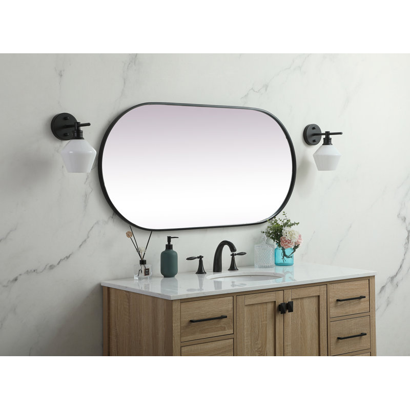 Black Metal Framed Oval Full Length Vanity Mirror