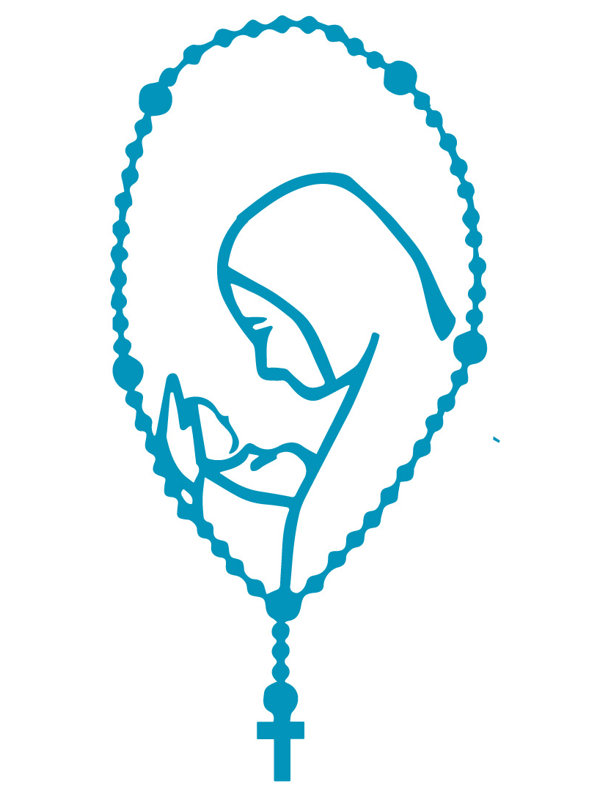 Décalcomanie murale marie rosary maman, H 24 po x l 12 po x P 0,01 po, Bleu sarcelle