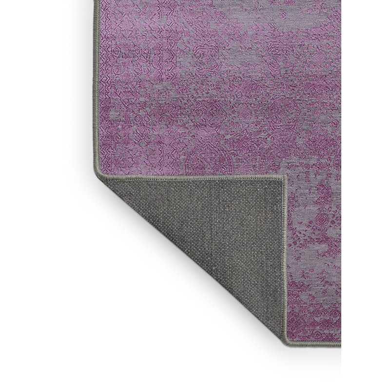 Tapis mauve à motif floral, Rectangle 3 pi x 5 pi