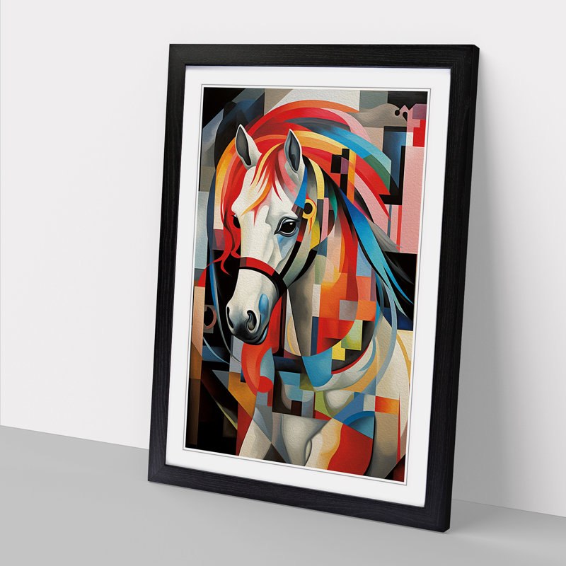 Pony Constructivism - Single Picture Frame Print on Wood, 34cm H x 25cm W x 2cm D, Black Framed