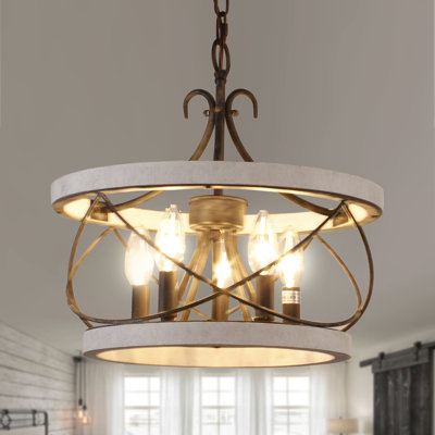 Luminaire suspendu 5 lumières en bois vieilli 15,7 po Farmed