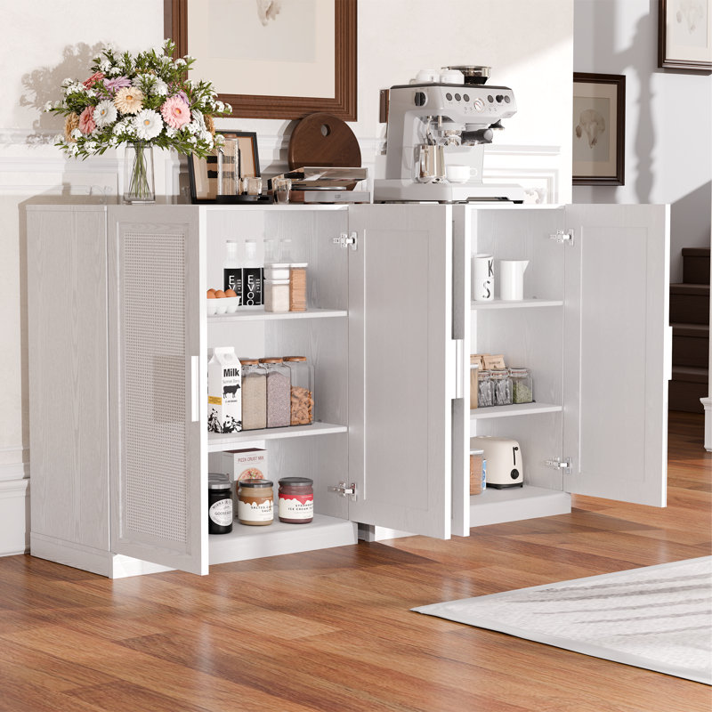 Armoire de rangement d'appoint en bois massif, Blanc, H 36 po x l 31 po x P 16 po