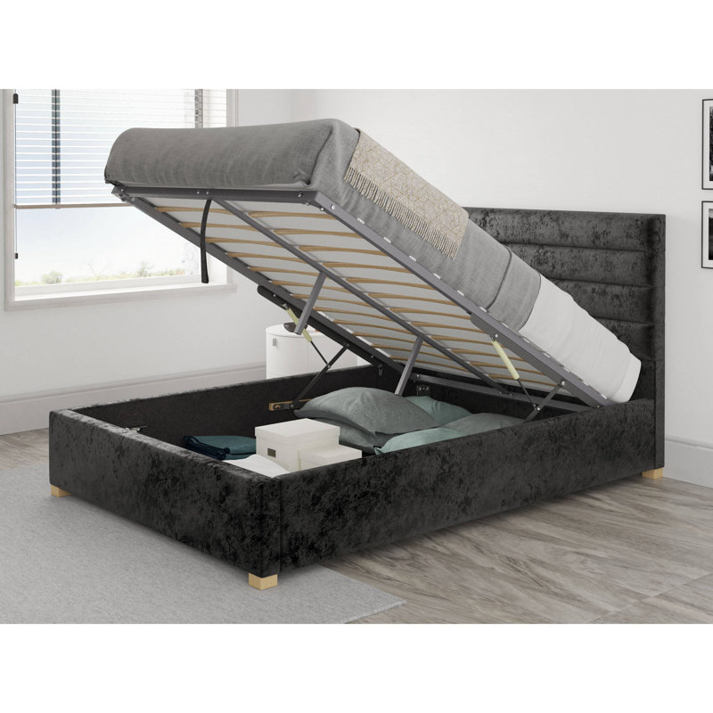Mraz Upholstered Ottoman Storage Bed, Black, Double (4'6)