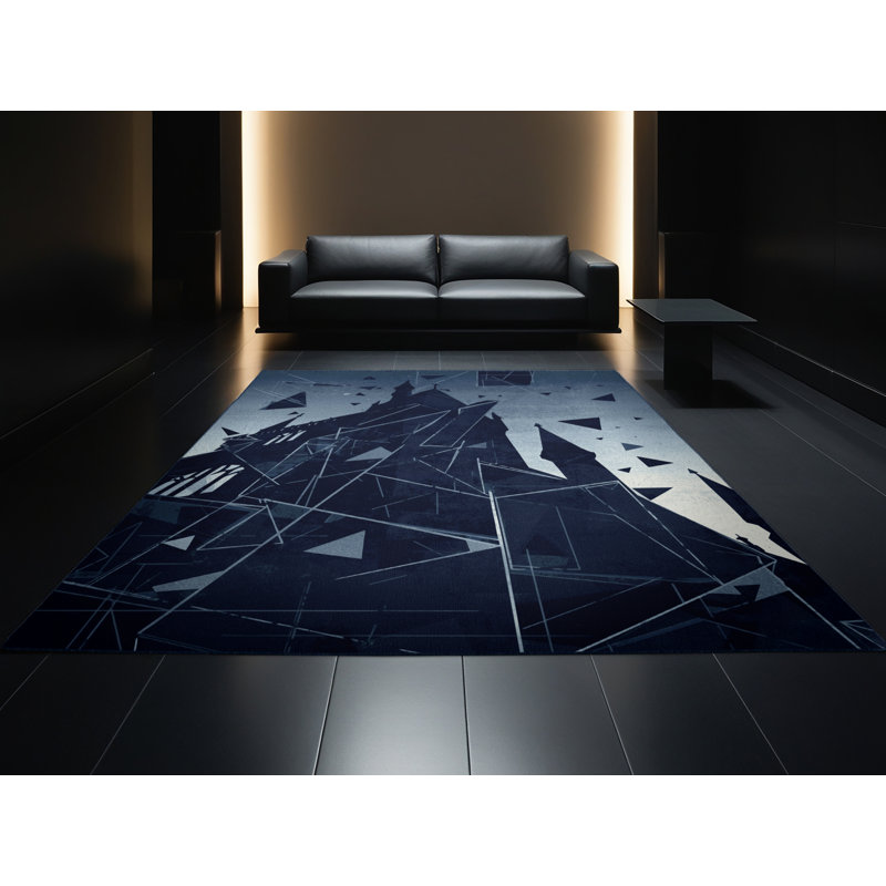 Tapis bleu moelleux doux et moelleux Vega Vampire Castle, 7 x 10