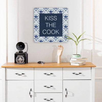 Kiss The Cook Modern Farmhouse Typography Floral Pattern Modern Farmhouse Art