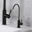 Robinet d'eau de cuisine pur noir mat Sumerain, robinet de cuisine en acier inoxydable sans plomb 304-120108146
