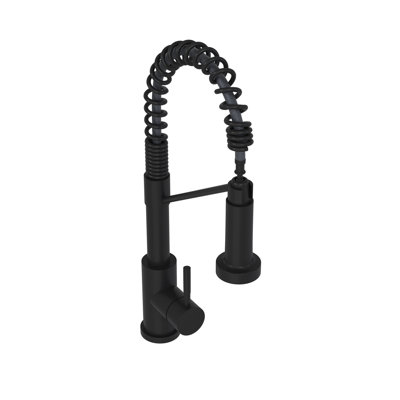 Robinet de cuisine 19 po à finition noire matte - poignée simple, acier inoxydable 304 pour une salle de bain matte
